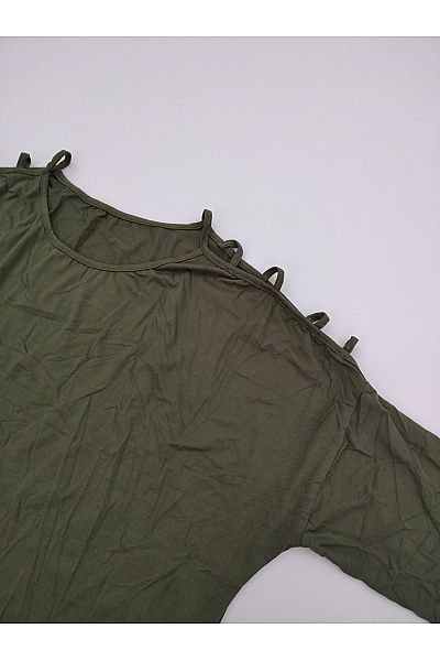 Khaki dámské šaty s odhalenými rameny a kapsami Velikost XXL | Unimoda | obrázek 4