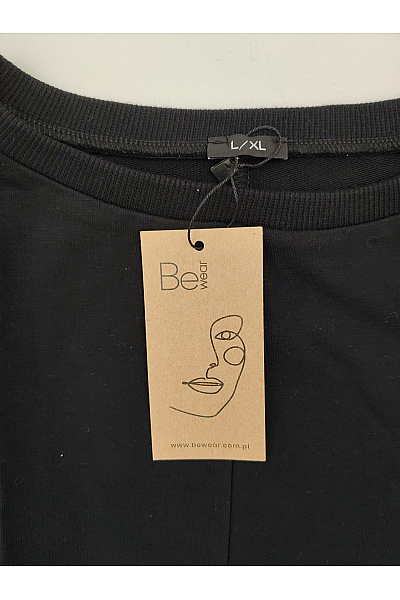 Be wear Černé bavlněné šaty s dlouhým rukávem a rozparkem Velikost L | Be wear | obrázek 5