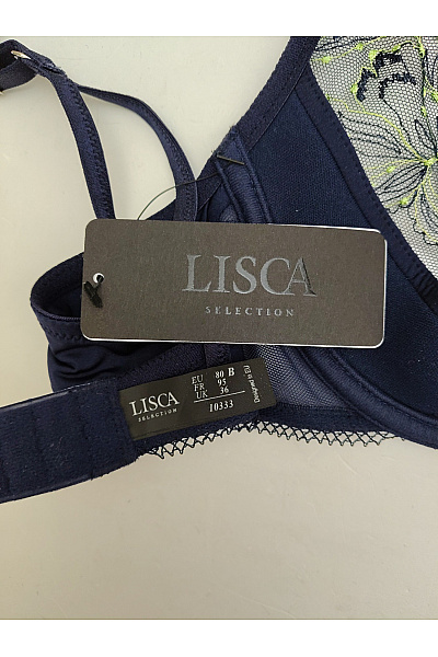 LISCA Modrá krajková kosticová podprsenka s výšivkou a překříženými ramínky Vel. EU 80B | LISCA | obrázek 8