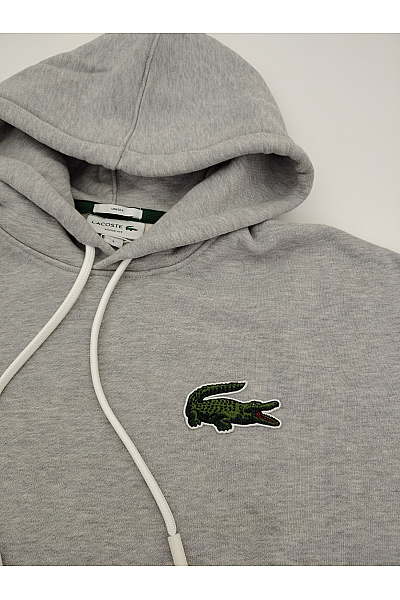 LACOSTE Pánská bavlněná šedá mikina s kapucí a klokaní kapsou Vel. S | LACOSTE | obrázek 3