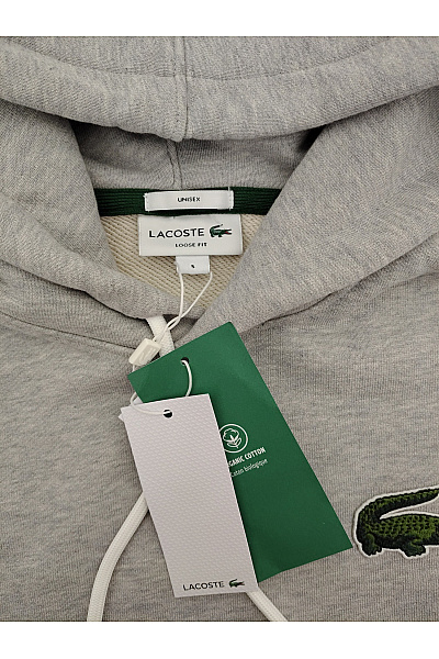 LACOSTE Pánská bavlněná šedá mikina s kapucí a klokaní kapsou Vel. S | LACOSTE | obrázek 5