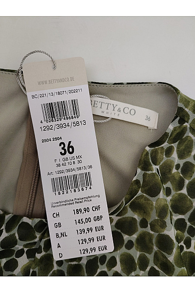 BETTY BARCLAY Khaki midi šaty se zvířecím vzorem elegantní letní Vel. EU 36 | BETTY BARCLAY | obrázek 5
