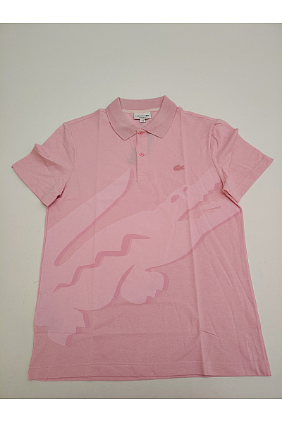 LACOSTE Růžové bavlněné polo tričko s krátkým rukávem a potiskem Vel. FR 4 | LACOSTE | obrázek 2