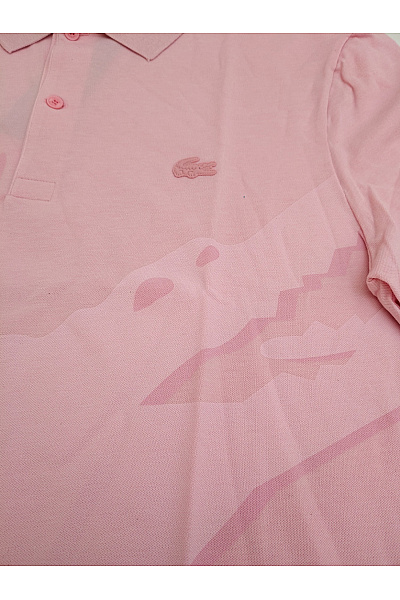 LACOSTE Růžové bavlněné polo tričko s krátkým rukávem a potiskem Vel. FR 4 | LACOSTE | obrázek 3