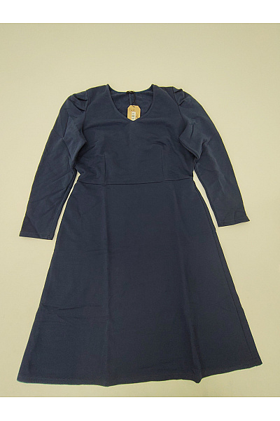 Be wear Modré bavlněné midi šaty s dlouhým rukávem do áčka Velikost XL | Be wear | obrázek 2