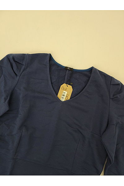 Be wear Modré bavlněné midi šaty s dlouhým rukávem do áčka Velikost XL | Be wear | obrázek 3