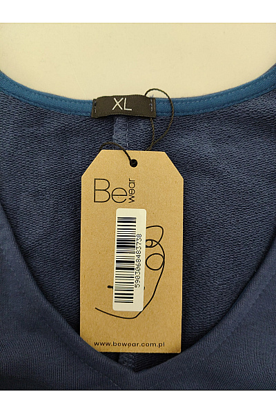 Be wear Modré bavlněné midi šaty s dlouhým rukávem do áčka Velikost XL | Be wear | obrázek 7