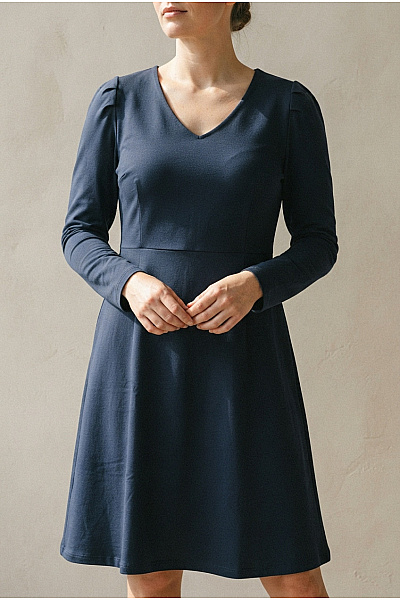Be Wear Modré Bavlněné Midi šaty S Dlouhým Rukávem Do áčka Velikost XL