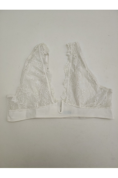 JUST FOR VICTORIA Bílá krajková braletová podprsenka s hlubokým výstřihem Vel. EU XL | JUST FOR VICTORIA | obrázek 2