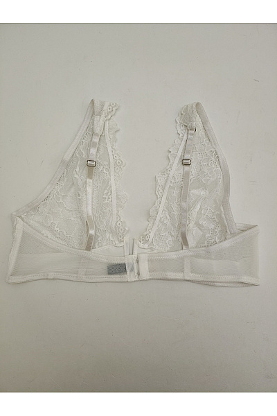 JUST FOR VICTORIA Bílá krajková braletová podprsenka s hlubokým výstřihem Vel. EU XL | JUST FOR VICTORIA | obrázek 5