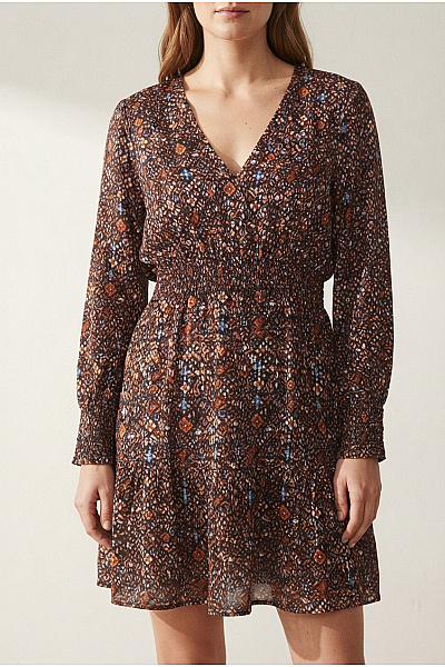 ANGE Barevné Mini šaty S Dlouhým Rukávem Boho Vel. XL