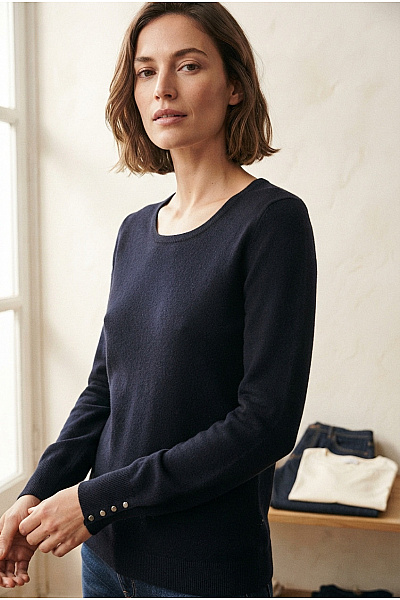 C&Jo Černý Dámský Kašmírový Pulovr Basic Elegantní Vel. FR 36