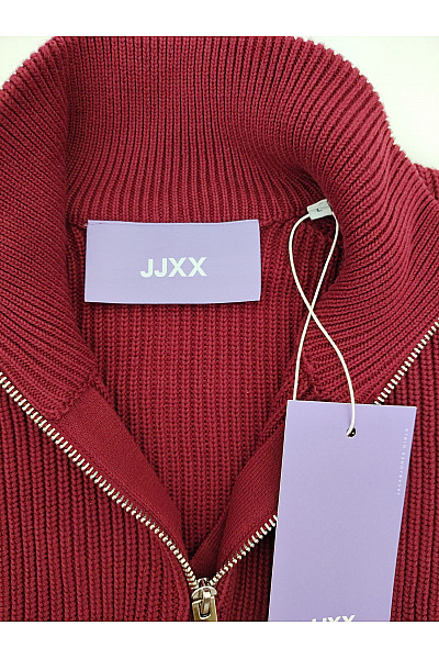 JJXX Červený bavlněný pletený pulovr se stojáčkem a zipem Vel. L | JJXX | obrázek 4