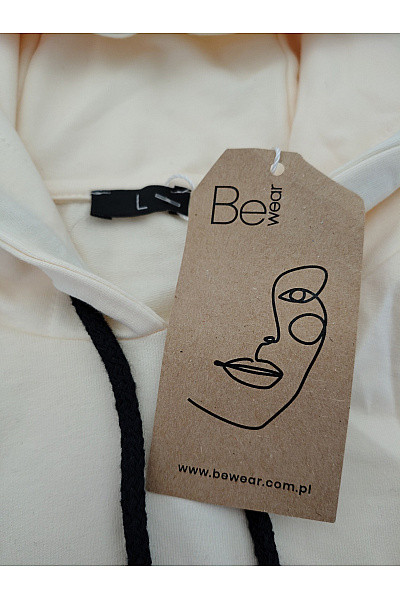 Be wear Béžové mikinové šaty s kapucí a rozparkem | Be wear | obrázek 8