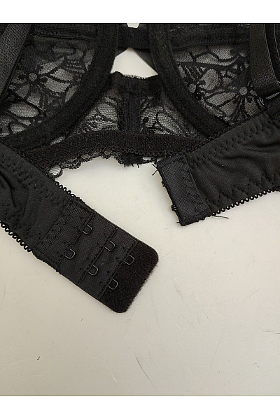 Černá krajková podprsenka a kalhotky luxusní spodní prádlo Vel. L | Unimoda | obrázek 7