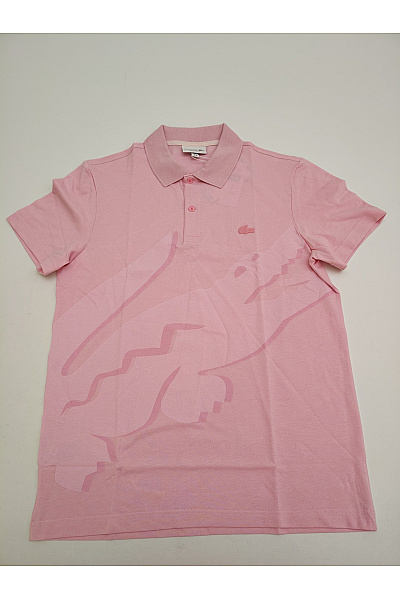 LACOSTE Růžové bavlněné polo tričko s krátkým rukávem a potiskem | LACOSTE | obrázek 2