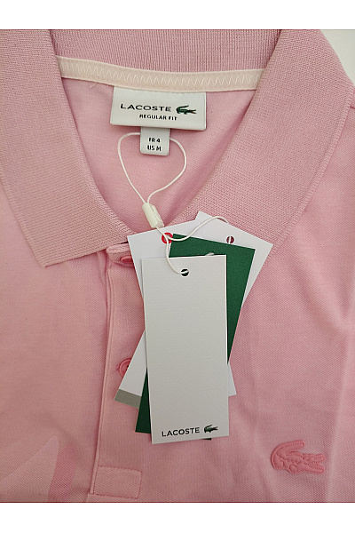 LACOSTE Růžové bavlněné polo tričko s krátkým rukávem a potiskem | LACOSTE | obrázek 6