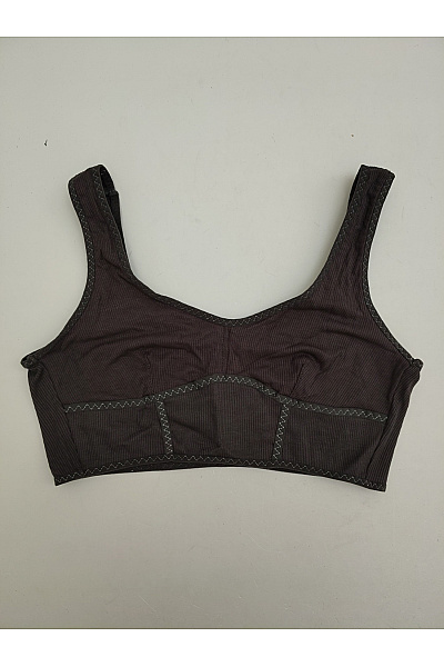 JUST FOR VICTORIA Hnědá žebrovaná braletová podprsenka crop top Vel. EU M | JUST FOR VICTORIA | obrázek 2