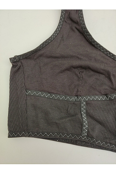 JUST FOR VICTORIA Hnědá žebrovaná braletová podprsenka crop top Vel. EU M | JUST FOR VICTORIA | obrázek 3