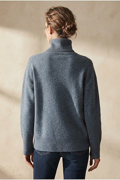 Josefine Dámský Modrý Kašmírový Rolák Oversized Vel. XL