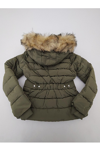 ONLY Dámská khaki prošívaná zimní bunda s kapucí a kožešinou | ONLY | obrázek 11