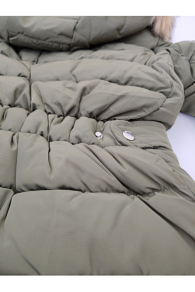 ONLY Dámská khaki prošívaná zimní bunda s kapucí a kožešinou | ONLY | obrázek 12