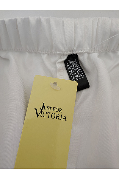 JUST FOR VICTORIA Bílé saténové široké kalhoty s gumou v pase Velikost EU M | JUST FOR VICTORIA | obrázek 5