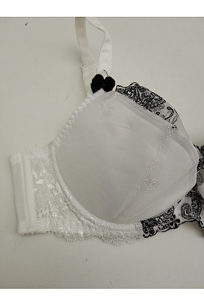 Kamea lingerie Černobílá krajková kosticová podprsenka s ozdobami Velikost EU 85C | kamea lingerie | obrázek 3