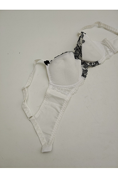 Kamea lingerie Černobílá krajková kosticová podprsenka s ozdobami Velikost EU 85C | kamea lingerie | obrázek 8