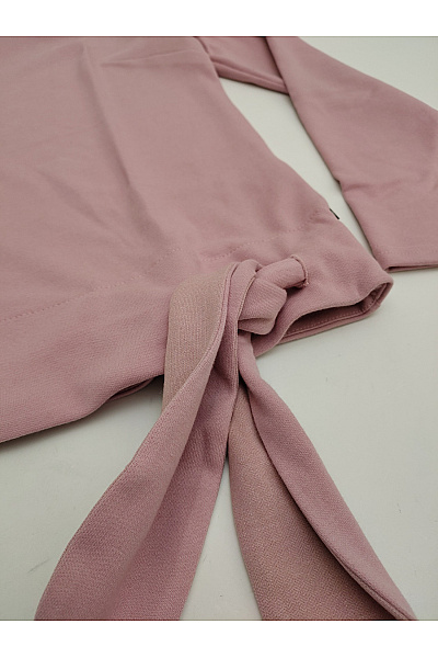 Be wear Růžové bavlněné tričko s dlouhým rukávem se stojáčkem a uzlem Velikost M | Be wear | obrázek 3