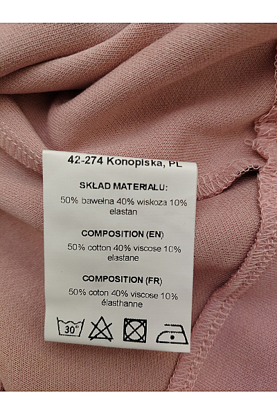 Be wear Růžové bavlněné tričko s dlouhým rukávem se stojáčkem a uzlem Velikost M | Be wear | obrázek 10