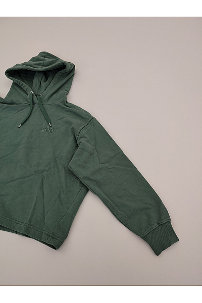 Lee Dámská khaki bavlněná crop mikina s kapucí a výšivkou Velikost S | Lee  | obrázek 3