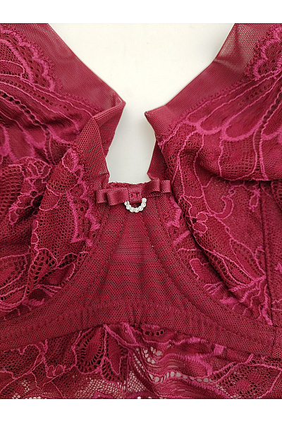 Lasca Červená krajková kosticová braletová podprsenka s hlubokým výstřihem Velikost EU 80C | Lasca | obrázek 4