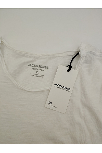JACK & JONES Bílé bavlněné pánské tričko s krátkým rukávem a kulatým výstřihem basic | JACK & JONES | obrázek 4