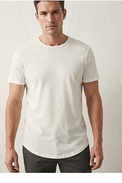 JACK & JONES Bílé Bavlněné Pánské Tričko S Krátkým Rukávem A Kulatým Výstřihem Basic