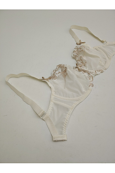 Kamea lingerie Béžová krajková kosticová podprsenka s průsvitnými košíčky Vel. EU 75H | kamea lingerie | obrázek 7