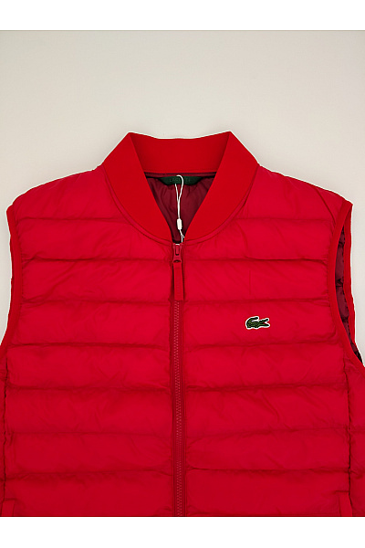 LACOSTE Červená prošívaná zateplená vesta bez rukávů se zapínáním Velikost FR 56 | LACOSTE | obrázek 4