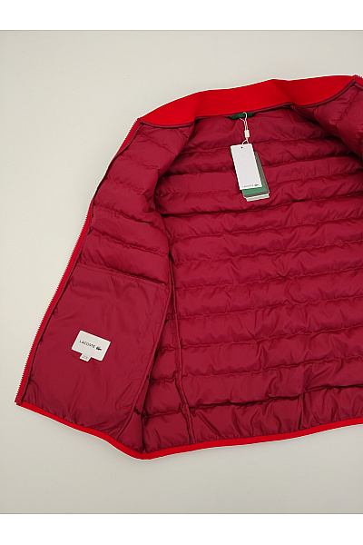 LACOSTE Červená prošívaná zateplená vesta bez rukávů se zapínáním Velikost FR 56 | LACOSTE | obrázek 5
