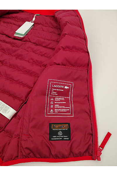 LACOSTE Červená prošívaná zateplená vesta bez rukávů se zapínáním Velikost FR 56 | LACOSTE | obrázek 6