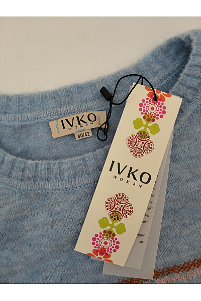 IVKO Modrý pletený pulovr s květinovým vzorem Vel. EU 40/42 | IVKO | obrázek 5