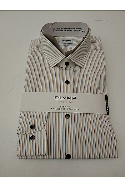 OLYMP Béžová pruhovaná bavlněná košile slim fit business Velikost 44 | OLYMP | obrázek 2