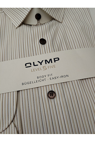 OLYMP Béžová pruhovaná bavlněná košile slim fit business Velikost 44 | OLYMP | obrázek 3