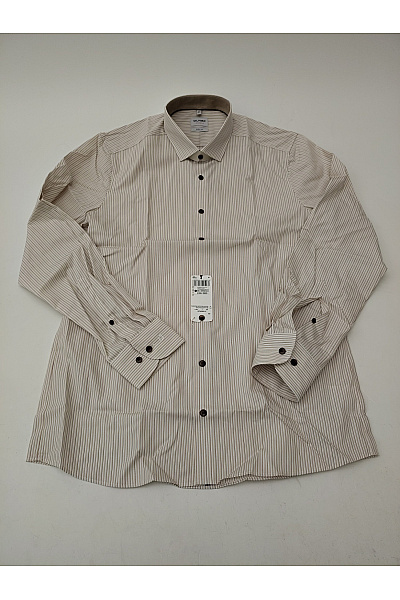 OLYMP Béžová pruhovaná bavlněná košile slim fit business Velikost 44 | OLYMP | obrázek 6