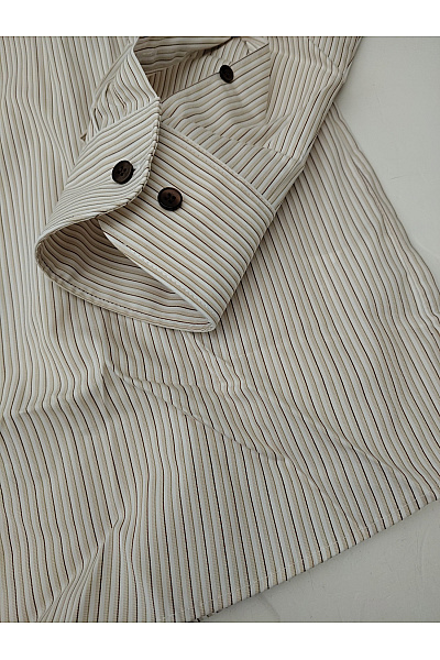OLYMP Béžová pruhovaná bavlněná košile slim fit business Velikost 44 | OLYMP | obrázek 7