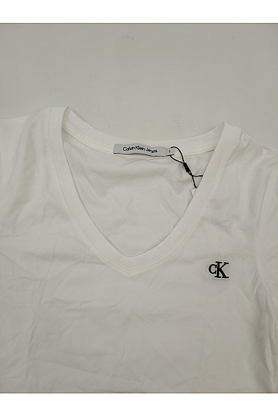 Calvin Klein Bílé bavlněné dámské tričko s krátkým rukávem a výstřihem do V Vel. S | Calvin Klein | obrázek 5