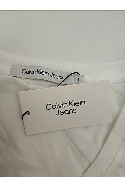 Calvin Klein Bílé bavlněné dámské tričko s krátkým rukávem a výstřihem do V Vel. S | Calvin Klein | obrázek 7