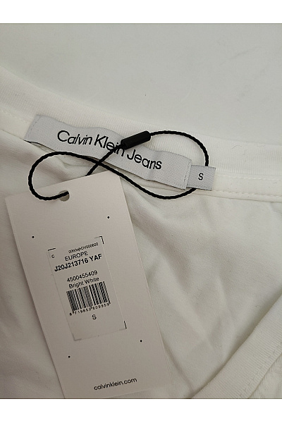 Calvin Klein Bílé bavlněné dámské tričko s krátkým rukávem a výstřihem do V Vel. S | Calvin Klein | obrázek 8