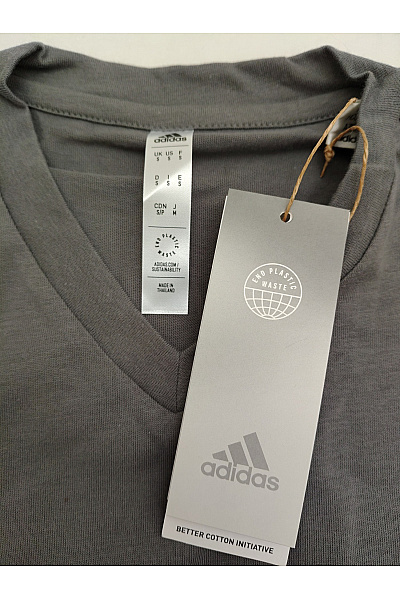 ADIDAS Dámské bavlněné tričko s krátkým rukávem a výstřihem do V šedé | ADIDAS | obrázek 6