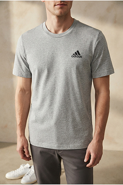 ADIDAS Pánské šedé Bavlněné Tričko S Krátkým Rukávem Basic Vel. US M