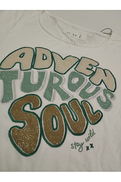 Oui Bílé bavlněné tričko s krátkým rukávem a nápisem | oui | obrázek 3